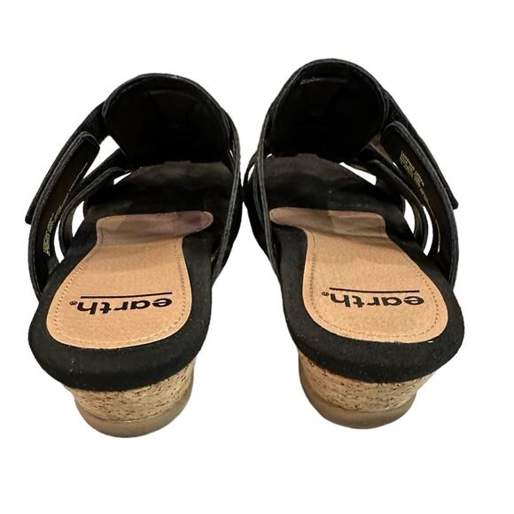 EARTH Pisa Harwich black leather mules cork wedges small heigh size 8 - Picture 5 of 7